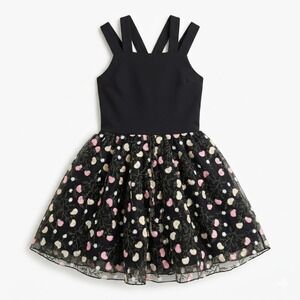 Miss Behave Girls 10 Black Floral Embroidered Tulle Dress Sleeveless Party Chic